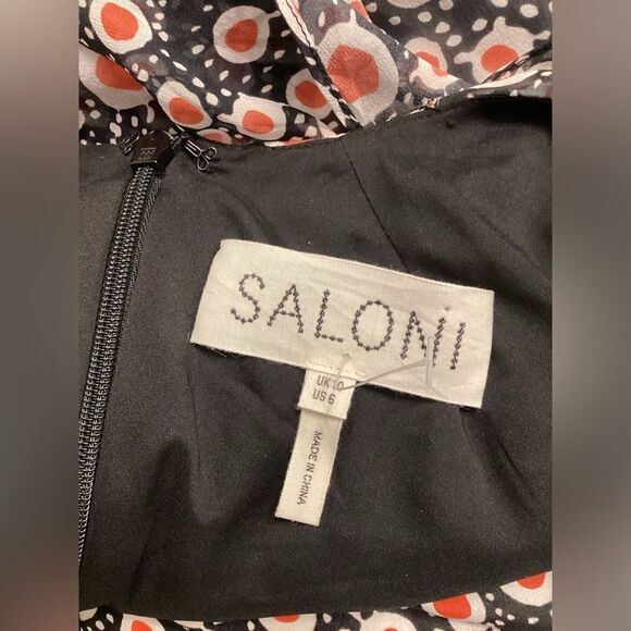 SALONI Brooke Batik Dot Dress Orange White Black Size M Women’s Designer Summer - Picture 14 of 15